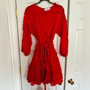 MARE MARE (RHODE INSPIRED) Textured Red Swing Dress